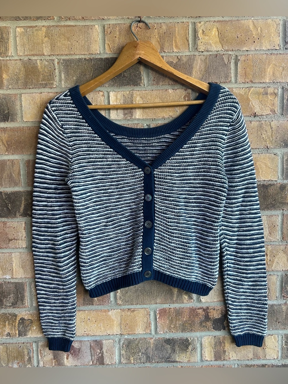 Sita Murt Striped Blue and White Button Sweater